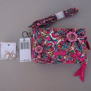 NWT Vera Bradley RFID 3-in-1 Crossbody – Sunburst Floral + Rhinestone Earrings